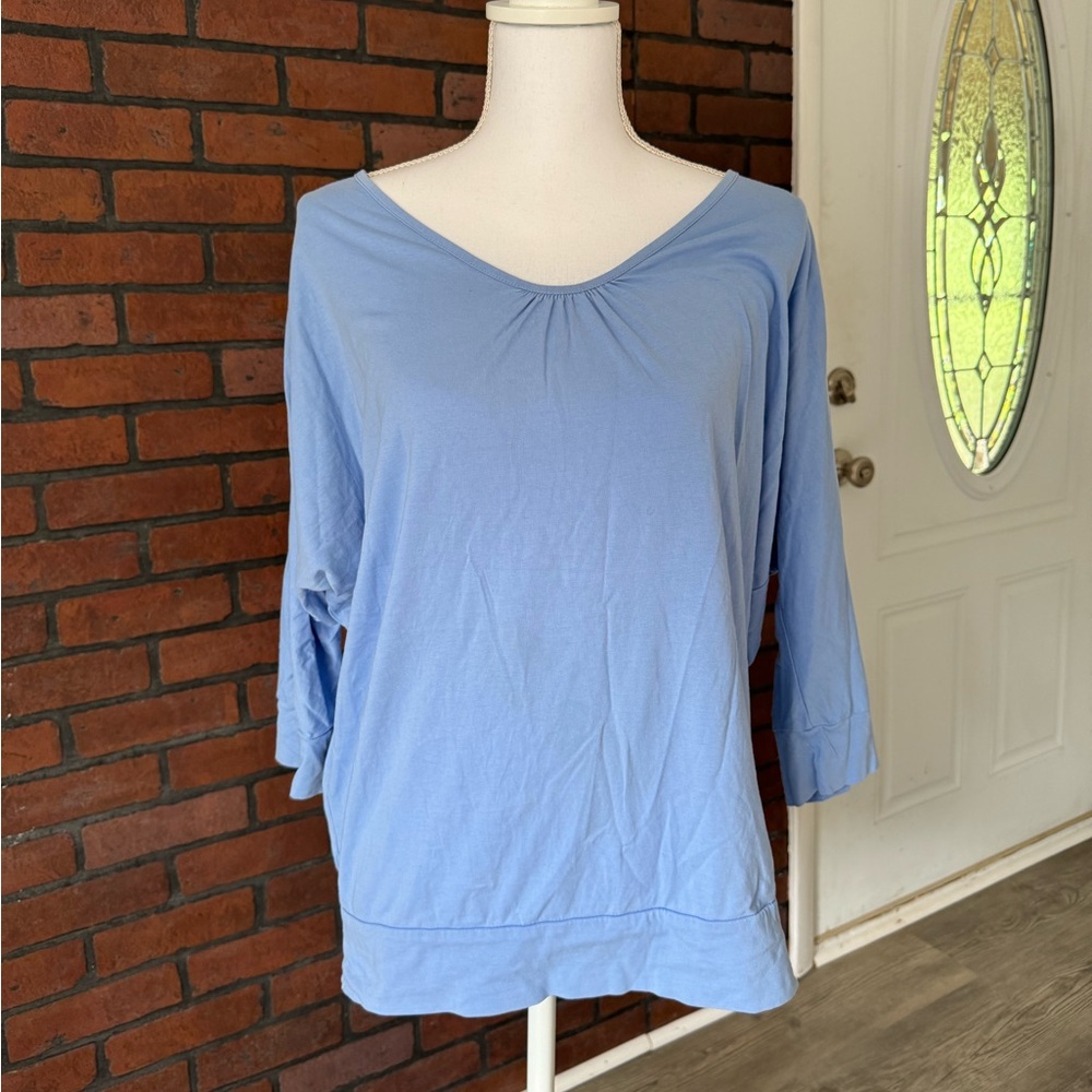Hanna Andersson Women’s Small Blue 3/4‎ Sleeve Top 100% Pima Cotton